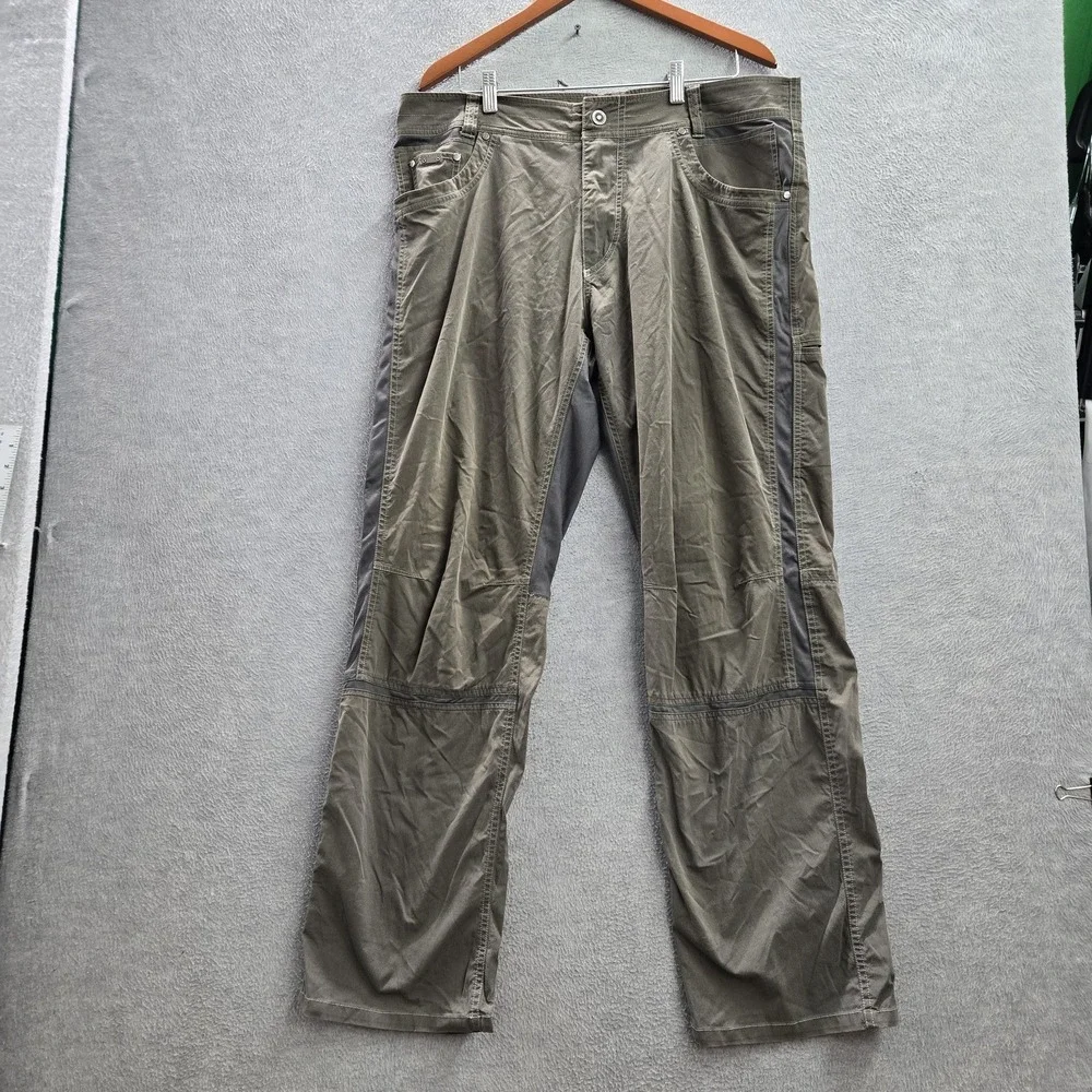 Kuhl Radikl Men Activewear Pants 36X32 Olive Green Chino Outdoor Hiking READ